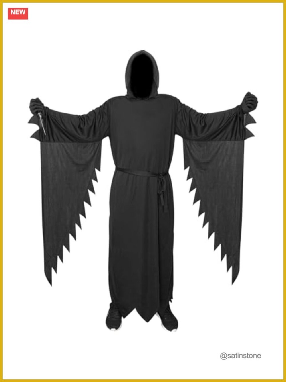 Hooded Robe Costume Set with Belt Gloves Prop Polyester Unisex Halloween Cosplay